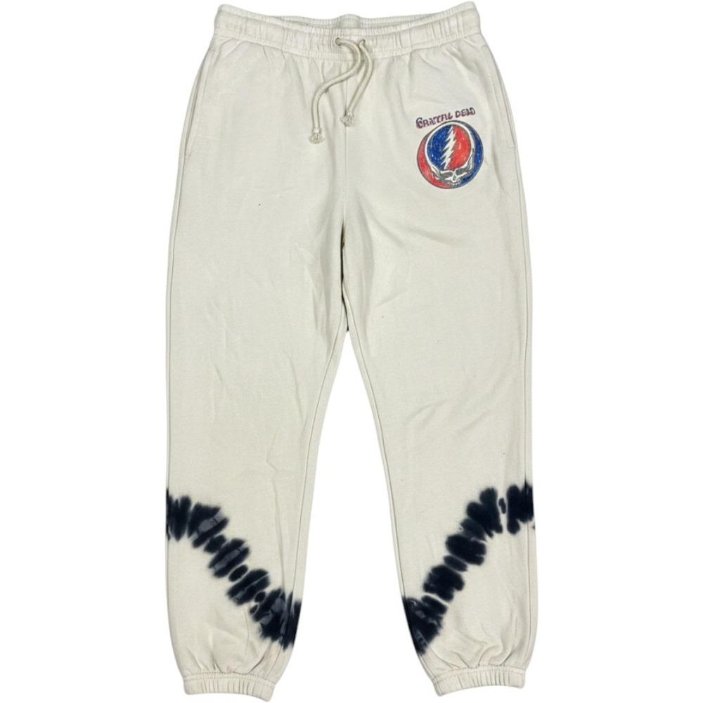 Grateful Dead Steal Your Face Tie Dye Jogger Sweatpants Cream Mens Medium NEW